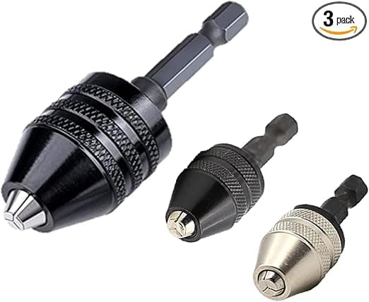 Borepatronadapter til slagnøgle - 3 stk. Mini borepatronadapter, nøglefri borepatron til slagnøgle (0,6-8 mm, 0,3-3,6 mmX2)