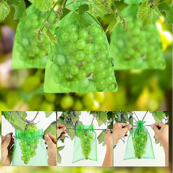 100 Stycken Fruktskyddspåse Grapefrukt Organzapåsar Med Dragsko Skyddar Mot Getingar Fåglar