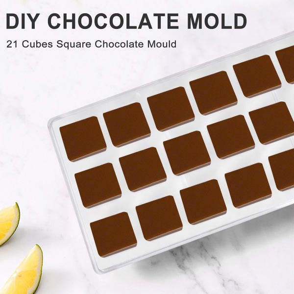 3d Chokoladeform Firkantet Chokolade gør-det-selv wienerbrødsværktøj Polycarbonat Chokoladeforme transparent