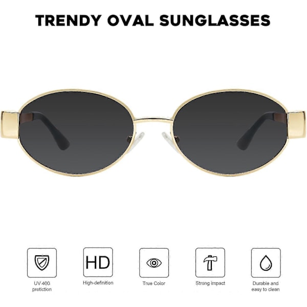 Retro Designer Ovale Metal Solbriller til Kvinder Trendy Stil MS52364 Gave til familie/ven