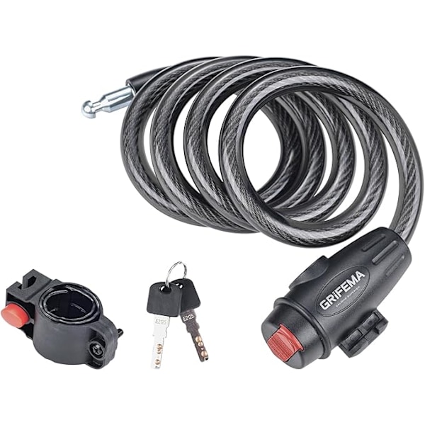 GA1204-12 Cykellås 120 cm Kabellås til Cykler, Motorcykler, El-scootere, Sort