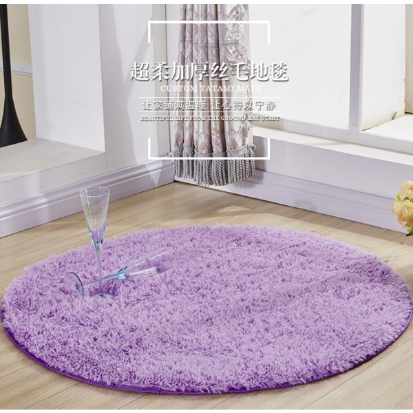 Halkfri rund badmatta plysch badrumsmatta purple 70cm diameter round