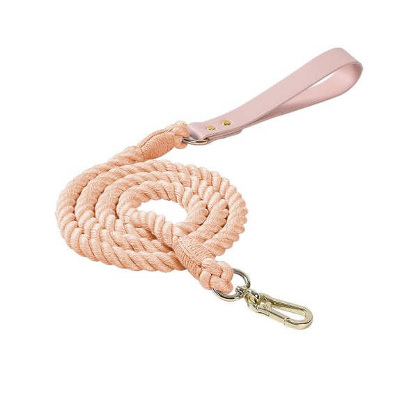 Dog Rope with Soft Leather Handle Thick Dog Lead Leash for Large Medium Small Dogs (Leather Pink, 120cm*1.2cm) 120cm*1.2cm Leather Pink