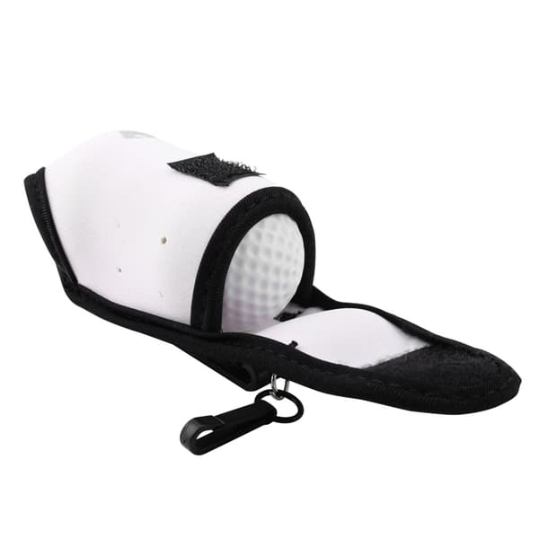 Elastisk Mini Golfboldholderpose med Krog og Klips til Opbevaring af Bolde og Tees (Hvid)
