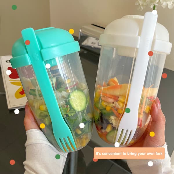 Portable Salad Cup with Fork Large Capacity Multipurpose Picnic Bento Lunch Box