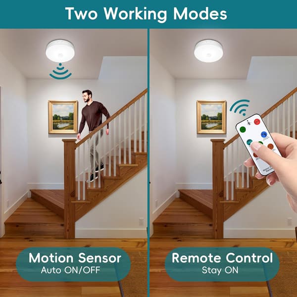 Rechargeable Ceiling Light with Motion Sensor and Remote Control, 7.4 inch, Wireless Ceiling Lamp, Battery Operated Cabinet Light, Motion Sensor, Battery Operated Lamp