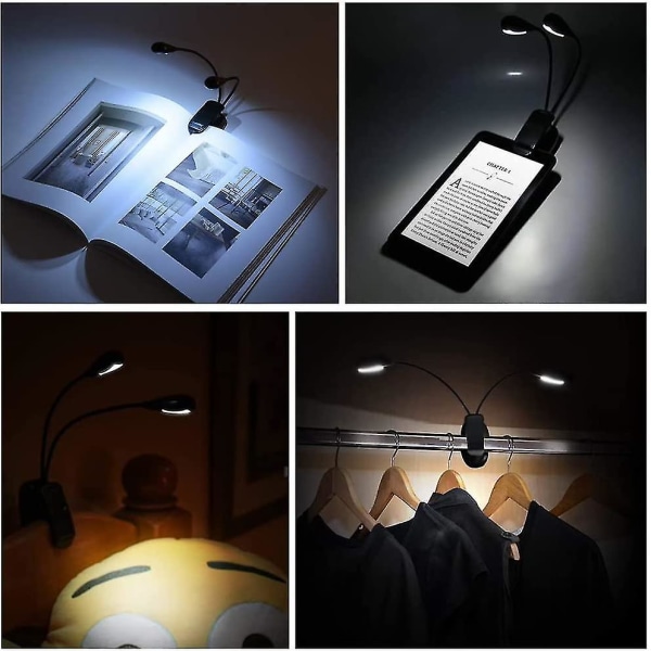 Led-ljus för musikställ, justerbar dubbelhuvudklämma på lampa med USB