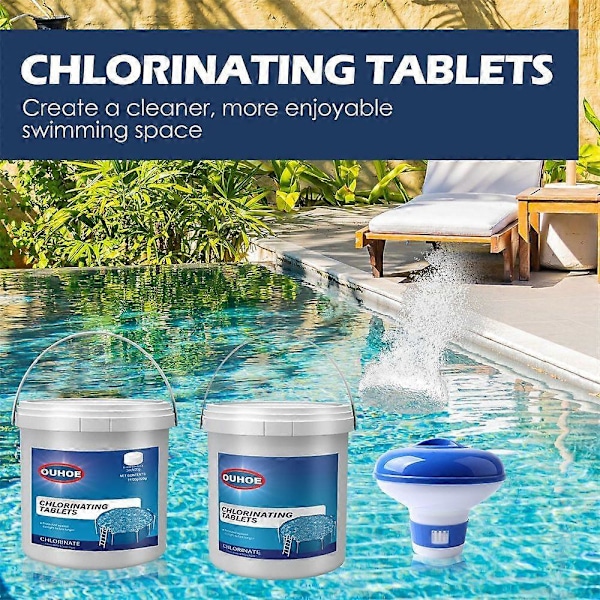 300 st Klor Tabletter Rengöringstablett Kemisk Flytande Pool Badtunna 220g