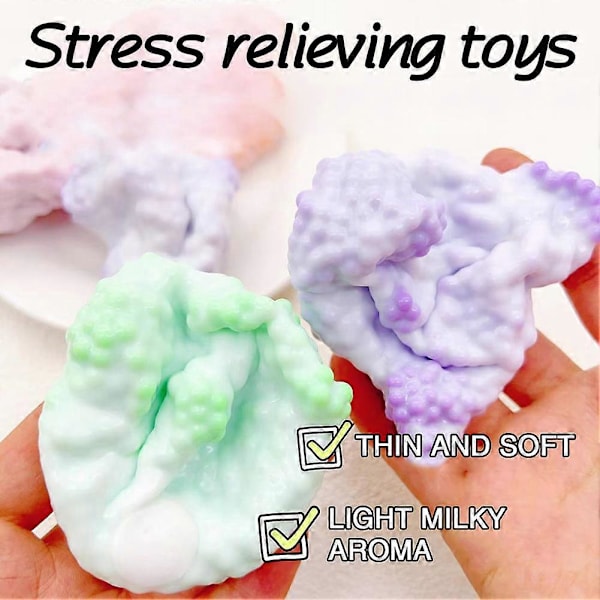 Grape Smoothie Stressboll, Druv Stressboll, Formbar Vakuumboll Stressboll, Sensorisk Fidget Squeeze Leksak för Stresslindring