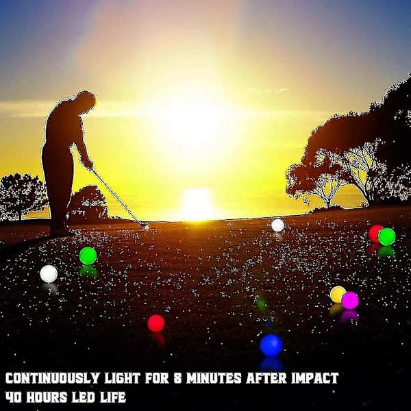 Seks LED-oplyste golfbolde, blinkende golfbolde, selvlysende golfbolde