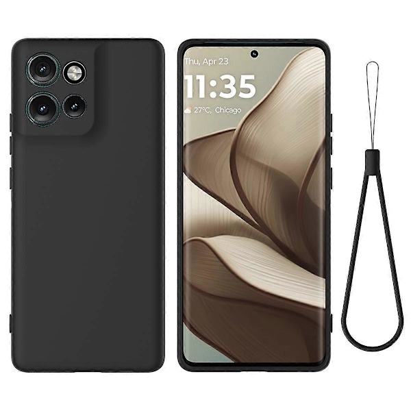 For Motorola Edge 50 Neo 5G Deksel Flytende Silikon Anti-Ripe Telefondeksel med Håndstropp Style D