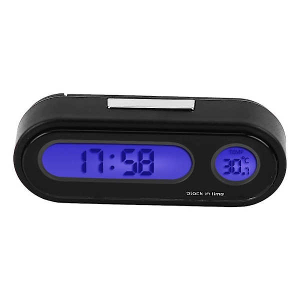 3 i 1 Bil Interiör LED Digital Klocka Termometer Voltmeter Svart 1 st