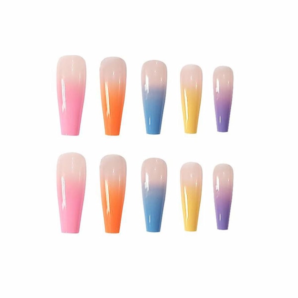 24 stk Gradient Color Rainbow Kids Snap Nails Pre-lim