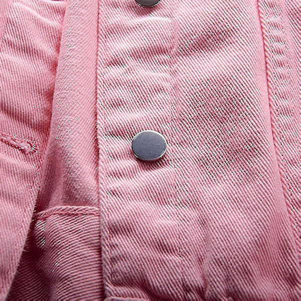 Dame Forår og Efterår Frakker Varm Ensfarvet Langærmet Denim Jakke Overtøj