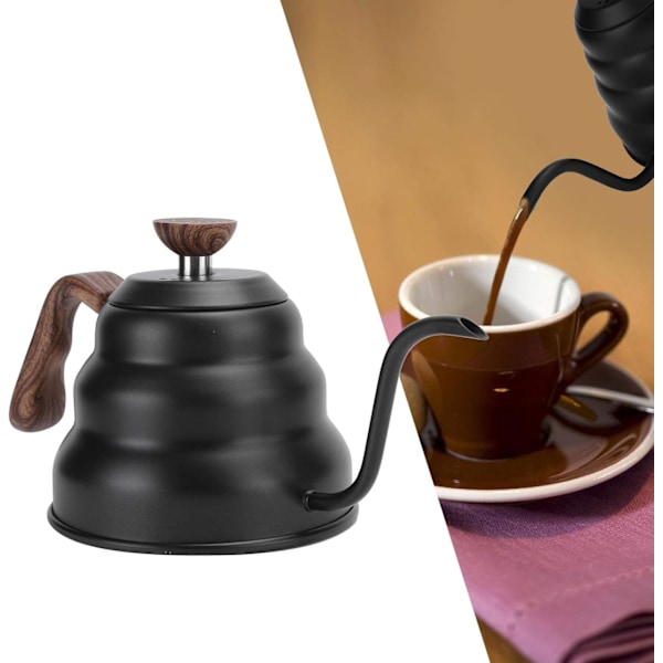 Svanhals Kaffekande, Rustfrit Stål Hæld Over Kaffekande Tekande Svanhals Tud Kedel Køkkenudstyr (Sort)