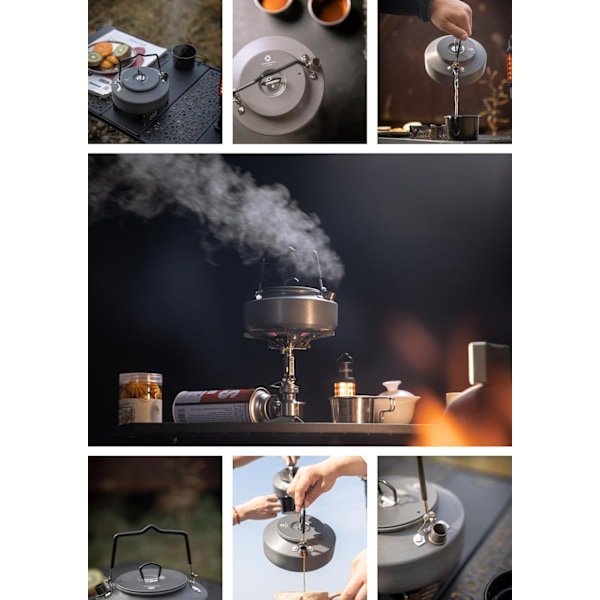Kaffekanna i aluminiumlegering 0,8L Stor Kapacitet Bärbar Camping Tekanna Utomhus Vattenkokare