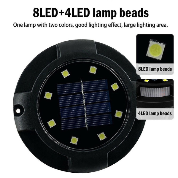 4-pack med 12 LED Solar Inground Pan Light Golvljus för landskap A A