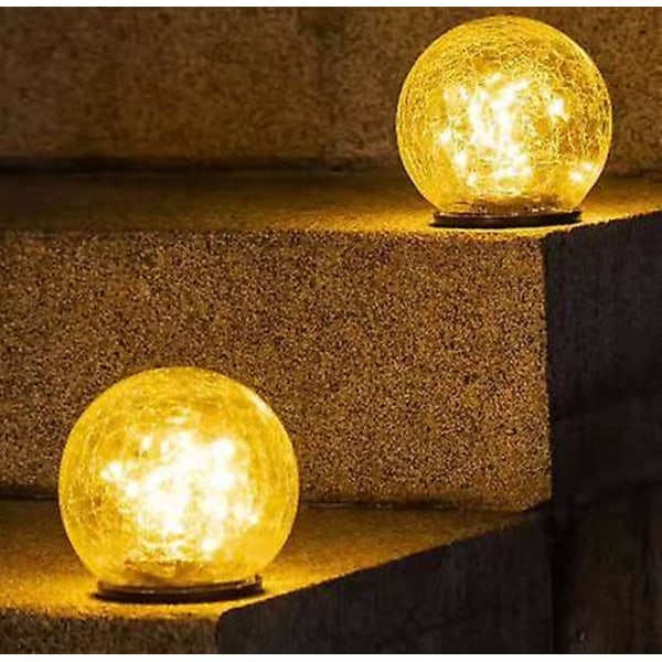 Solcellsdrivna lampor, LED Crack Ball 2-pack Utomhusbelysning för trädgård, uteplats