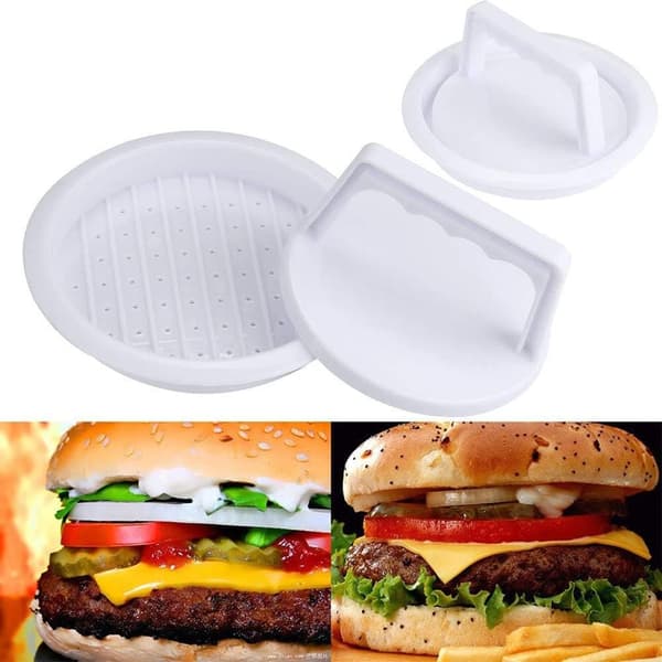 2-delt Hamburgerpresse Sæt – Hamburgerpresse og Kød Patty Maker i Plastik