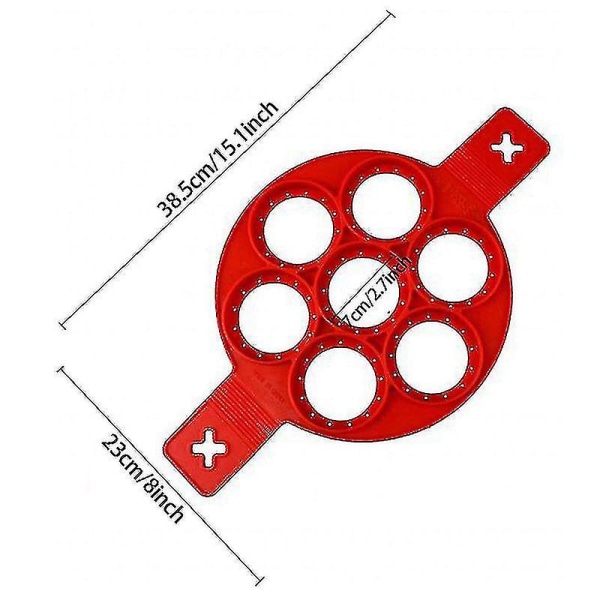 Nonstick Flip Cooker Pandekager Form Silikone 7 Cirkler Genanvendelig Pandekagemaskine Æggering Køkken Madlavning Bageværktøj Red