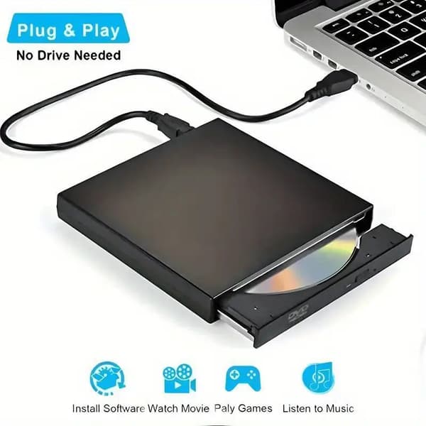 Extern DVD Optisk Enhet USB 3.0 CD/DVD Spelare Läsare Brännare för Laptop