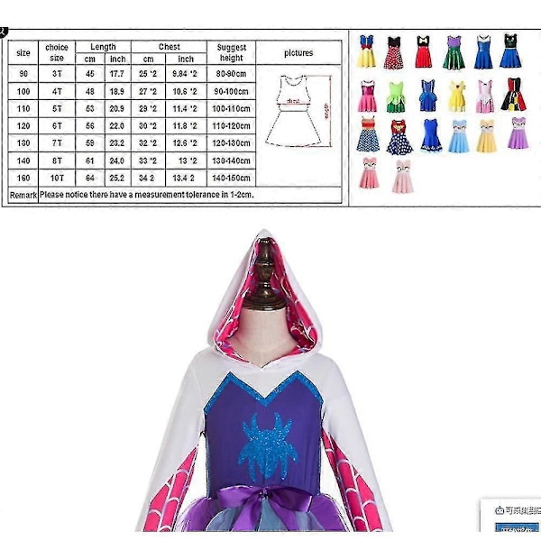 Ghost Spider -aiheinen asu Spider Gwen -aiheinen asu Ghost Spider -huppari Spider Gwen Cosplay Tutu -mekot Spider-syntymäpäivä 2T