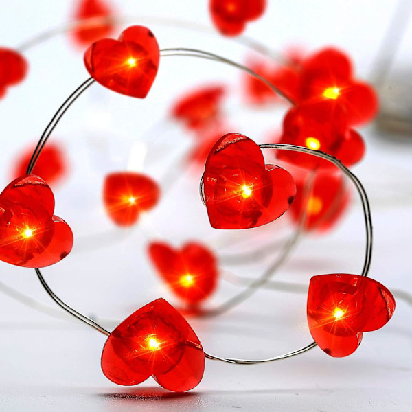 3 m 30 LED paristokäyttöinen valosarja 8 vilkkumistilalla, kaukosäätimellä ja ajastimella Halloweeniin, syntymäpäiväjuhliin, kodin koristeluun, sydämen muotoinen