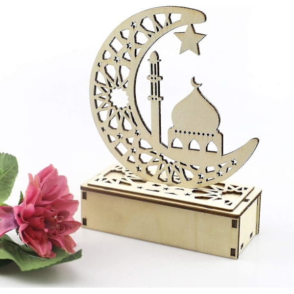 Eid Mubarak Ramadan LED -puinen lamppu, muslimien Ramadan-festivaalin puolikuu-tähtilyhdyt, puolikuu-yövalo muslimeille Islam Eid, DIY Eid