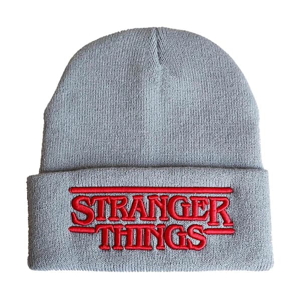Stranger Things 4 Broderade Stickade Mössor Vinter Varm Skidmössa Kvinnor Män Grå