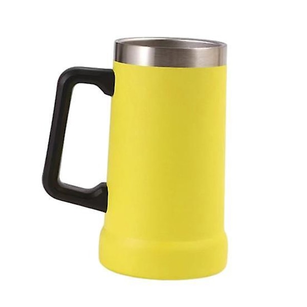 700ML Ölsejdel Dubbelväggig Isolering Rostfritt Stål Kaffemugg Termosmugg för Varma Kalla Drycker Stort Grepp Splittersäker Äventyrsdrickskopp yellow