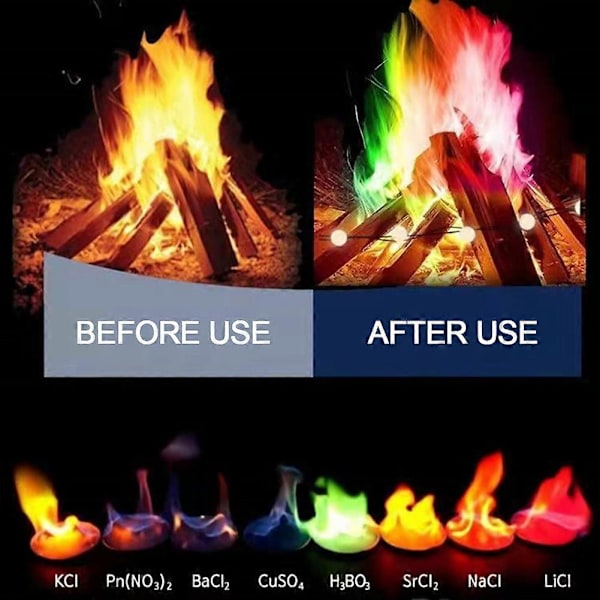50g~750g Magiske Neon Flammer Fargeskiftende Mystisk Bål pulver Bålpanne 750g