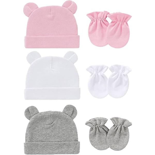 nyfödd baby hatt handskar set gray suit