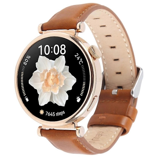 Til Garmin Lily 2 Active/Lily 2 håndledsrem 14mm Toplag Ko Læder Urrem - Brun Brown