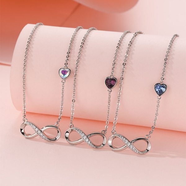 Hjertesymbol sjarmarmbånd for kvinner Silver Bracelet - Purple