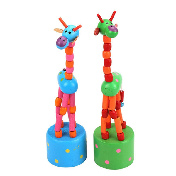Farverigt giraflegetøj til børn, trykbase, dansende svingkrop, giraf, trælegetøj til skrivebordet