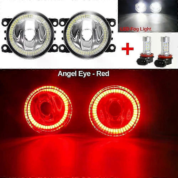 Kompatibel Angel Eye tåkelyktmontering for Peugeot 207 2006-2012 bil frontfanger tåkelykt med halo ring kjørelys H11 12v White and Red