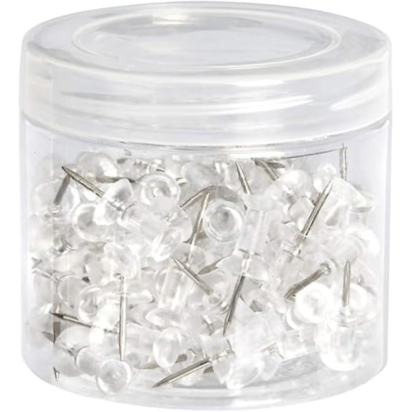 Häftstift, klart plasthuvud, stålspets, 100-pack