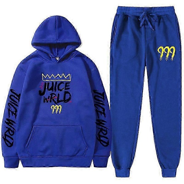 Ny Juice World Hoodie Träningsoverall Sweatshirt + Joggingbyxor Juice Wrld Juice Wrld Juice Wrld Trap Rap Regnbåge Tomografi Juice Wrld blue 1 XL