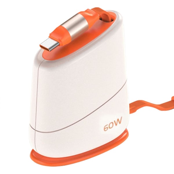 60W Infällbar Typ C Till Typ C Laddningskabel USB Power Delivery Kabel för Snabbladdning av Bärbara Datorer Surfplattor Smartphones Vit White