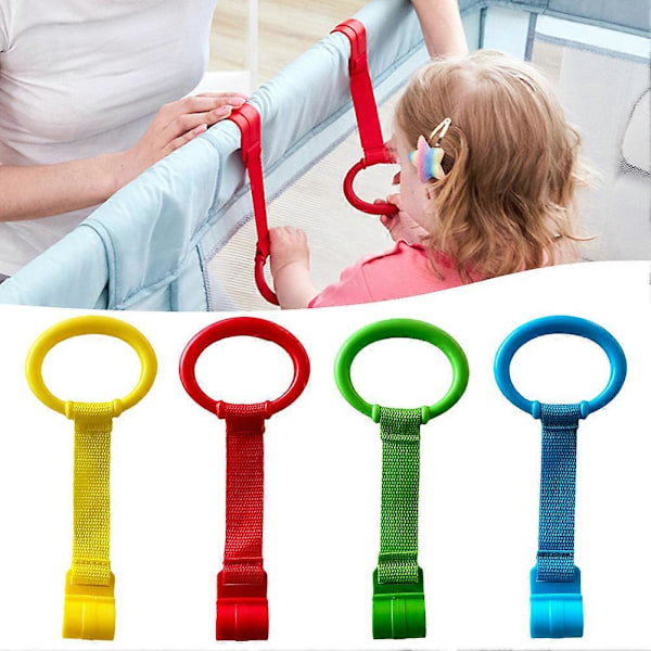 4 Färger Baby Dragringar för Lekhagar Baby Lära Sig Stå Hand Dragringar för Lekhagar Lekgym