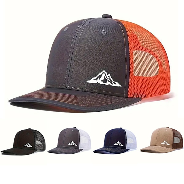 Justerbar Mesh Andningsbar Unisex Snapback Keps, Förböjd Bergtryck Elegant Baseballkeps, Lämplig För Utomhussporter