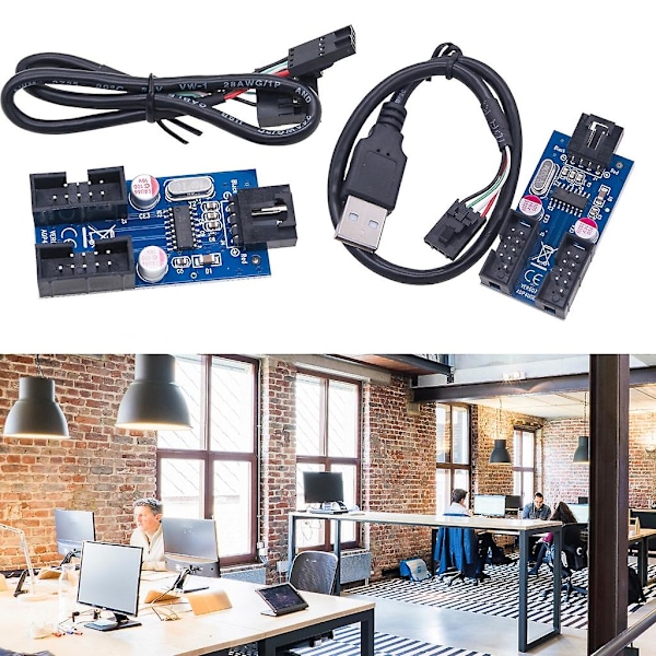 USB 2.0 -urosotke 2 urosliitäntään 9-nastainen sisäinen kaapeli 9-nastainen liitäntäsovitin