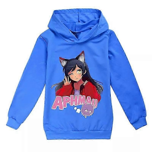 Ny Pojkar Flickor Casual Långärmad Hoodie Aphmau Barn Huvtröja Tröjor Toppar Gåva 6-7Years Blue