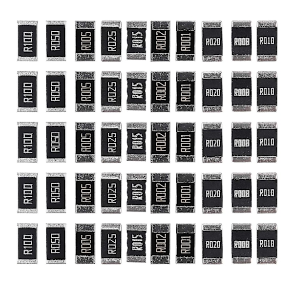 50kpl Alloy Resistance 2512 Smd vastusnäytteitä, 10 lajia x 5kpl = 50kpl R001 R002 R005 R008 R010 R (haoyi-YUHAO