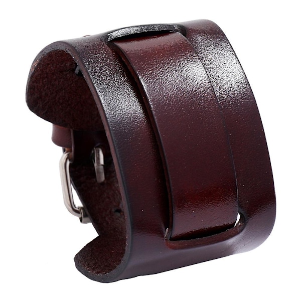 Retro Herre Læderarmbånd Simpelt og Justerbart Punk Bredt Læder Håndledsbånd