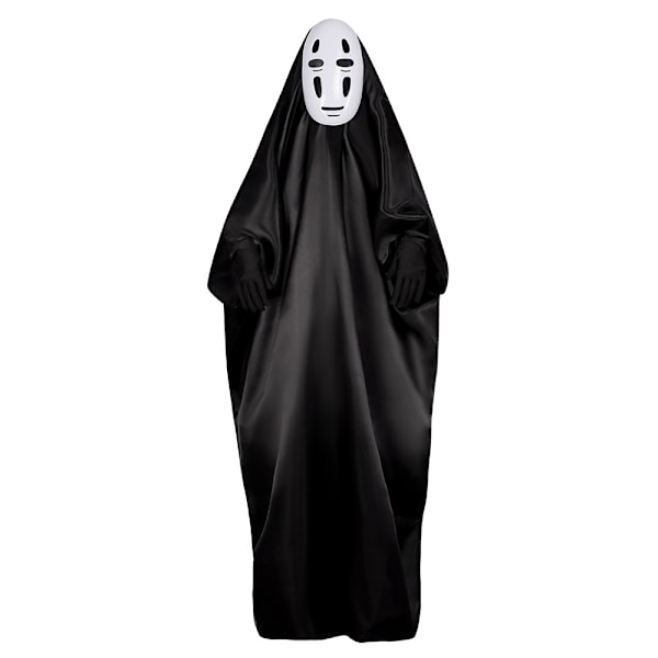 Faceless Man Kostyme og Maske Halloween Cosplay Black and White L