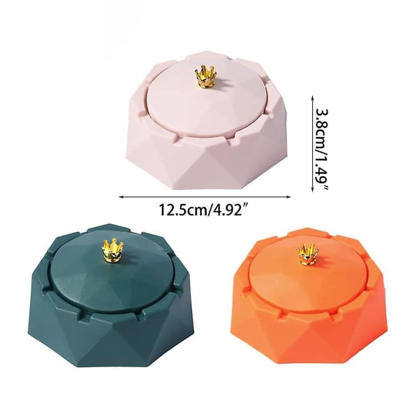 Krone Askebeger med Lokk Elegant Diamantdesign Rustfritt Stål Inner Pink
