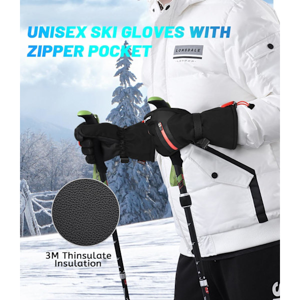 -40℉ Vinterhandsker Vandtætte Skihandsker 3M Isolerede Skihandsker