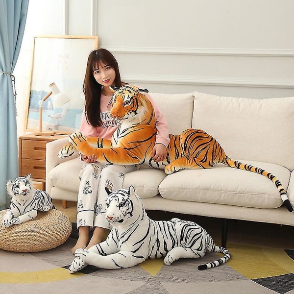 30-110 cm Naturtro Tiger Leopard Plysjleker Myke Ville Dyr Simu white tiger 30cm