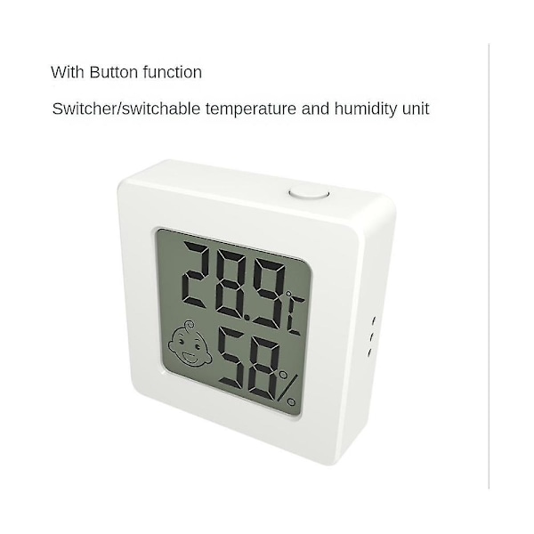 Mini LCD Digitalt Termometer Hygrometer Temperaturmåler Fugtighedssensor Knapsæt med Batteri B